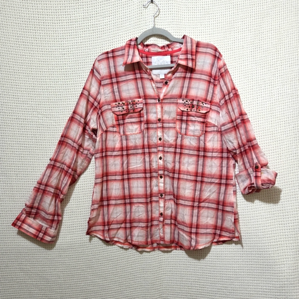 Maurices Sz Lg Plaid Button Down Long Sleeve Women's Shirt